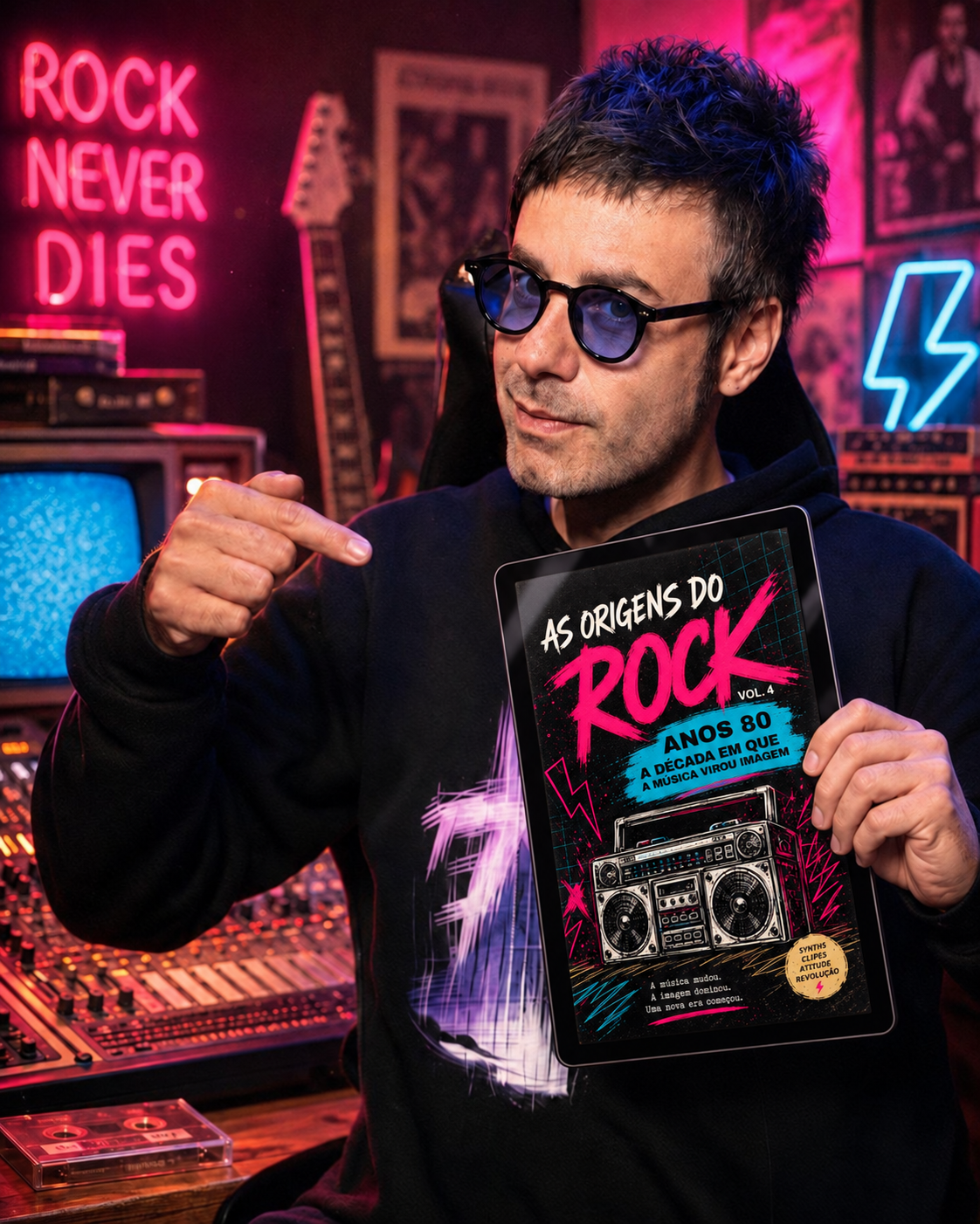 Leo Richter apresentando o e-book As Origens do Rock - Anos 80